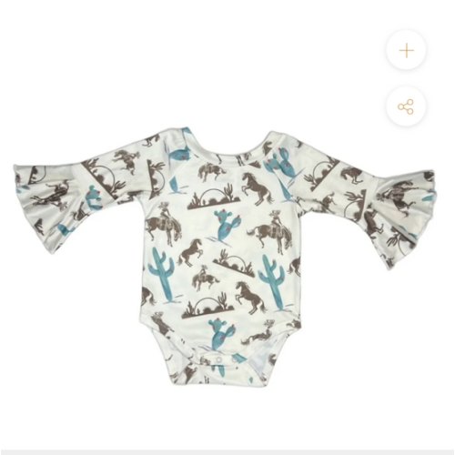 SHEA BABY INFANT/TODDLER GIRLS GETTIN WESTERN BELL LONG SLEEVE ONESIE - SBF11