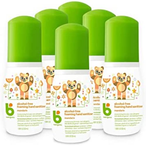 Babyganics Foaming Pump Hand Sanitizer, Alcohol Free, Travel Size, Mandarin, Kills 99.9% of Common Bacteria, Moisturizing, 1.69 Fl Oz (Pack of 6)