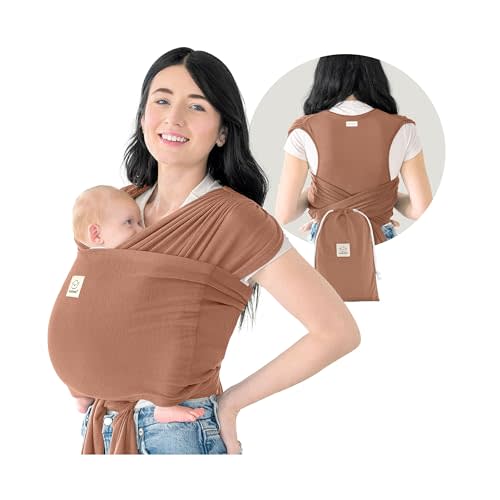 KeaBabies Baby Wrap Carrier Ring Sling - Easy to Wear, Adjustable D-Lite Baby Carrier Newborn to Toddler, Infant Carrying Shirt, Hands Free Bonding, Breathable Fabric Wearing Wrap (Terracota)