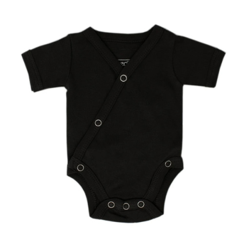 Black | Organic Short-Sleeve Kimono Bodysuit – L'ovedbaby