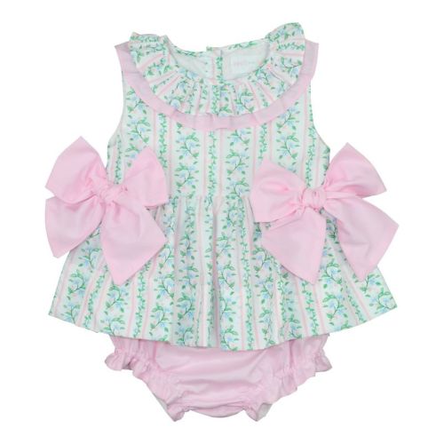 Pink And Green Floral Vines Diaper Set - Cecil & Lou