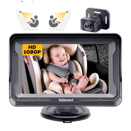 DoHonest Baby Car Camera HD 1080P - Rear-Facing Car Baby Monitor with Night Vision, Adjustable View Angle, Easy Setup, Anti-Glare Display, Safety for Kids & Infants