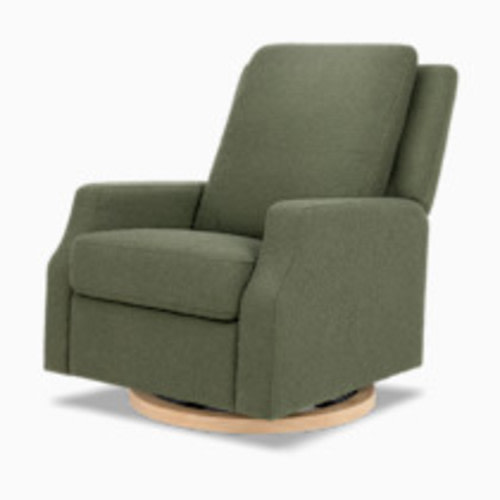 Namesake Crewe Recliner and Swivel Glider - Olive Boucle With Light Wood Base