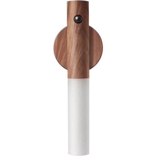 LANDGOO Wooden Motion Sensor Night Lights Magnet Body Sensor Hallway Night Lights Rechargeable Led Light Portable Stairway Wall Sconce Battery Powered Cabinet Lights (Walnut Wood 1PC)