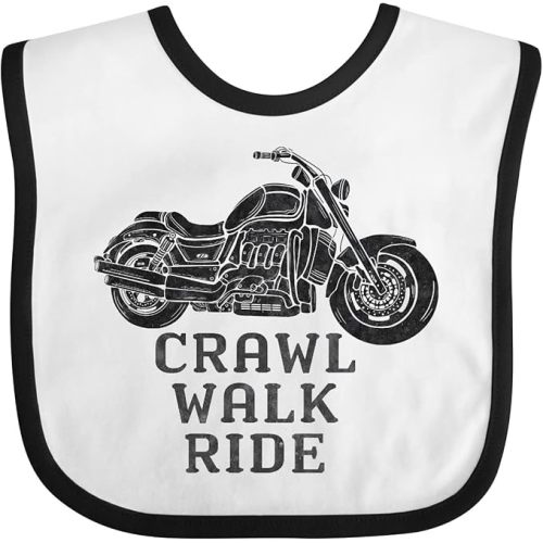 inktastic Crawl Walk Ride Motorcycle Baby Bib