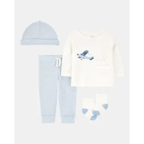 Baby 4-Piece Airplane Print Outfit Set - Blue | Carter's