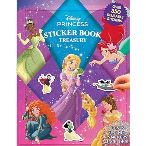 Disney Princess Sticker Book Treasury - Activity Books for kids, 350 reusable + sparkle stickers bonus, 6 books in 1, 96 pages of fun