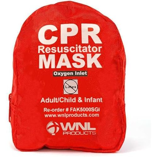 WNL Products CPR Rescue Mask, Adult/Child & Infant Pocket Resuscitator, Soft Case Kit with Belt Clip