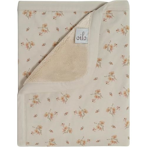 Floral Baby Blanket, Vintage Flower Baby Blanket with Ultra, Soft Plush Backing & Organic Cotton Jersey Print, Double, Layered 30x40 Blanket for Newborns & Toddlers