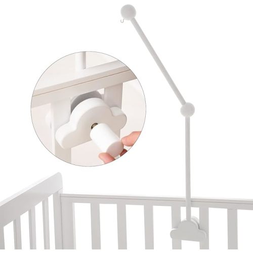 Crib Mobile Arm Wooden Mobile for Crib Arm 27 Inch Baby Crib Mobile Arm for Hanging Baby Toys 100% Natural Beech Wood Mobile Crib Arm with Strong Anti Slip Attachment Crib Mobile Arm for Nursery Décor (Cloud)