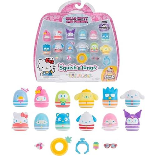Squish-a-longs Hello Kitty and Friends Pool Party Mini-Squish + Accessory 12-Pack