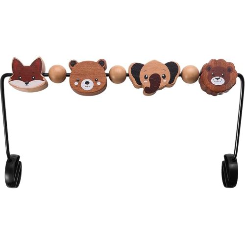 Baby Bouncer Toy Bar Compatible with Baby Bjorn Bouncer, Wooden Toys Attachment Easy to Attach and Remove Sensory Toys for Babies All Ages Christmas Toddler Gifts - Animals