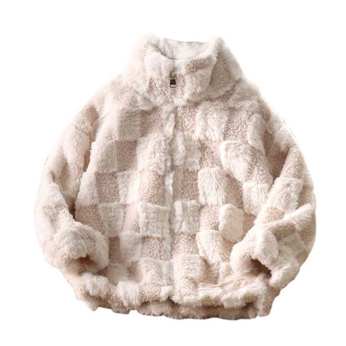 Elabch Toddler Boy Girls Fleece Jackets Full-Zip Buffalo Plaid Stand Collar Sherpa Fuzzy Coat Unisex Thickened Warm Jacket with Pockets, Size 3T-13Y