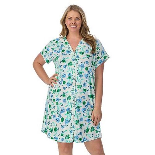 Plus Size Draper James Printed Cozy Short Sleeve Notch Collar Sleepshirt
