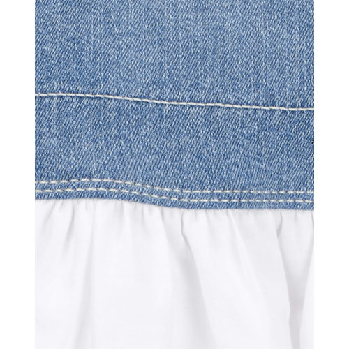 Baby Stretch Denim Eyelet Jumper Dress