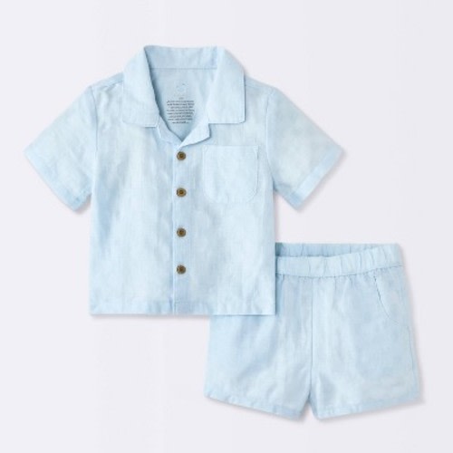 Baby Boys' 2pc Top and Bottom Sets - Cloud Island™ Light Blue 0-3M