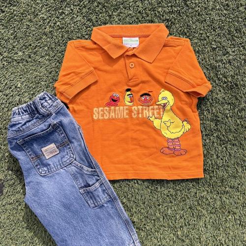 Orange Sesame Street polo shirt for toddlers toddler