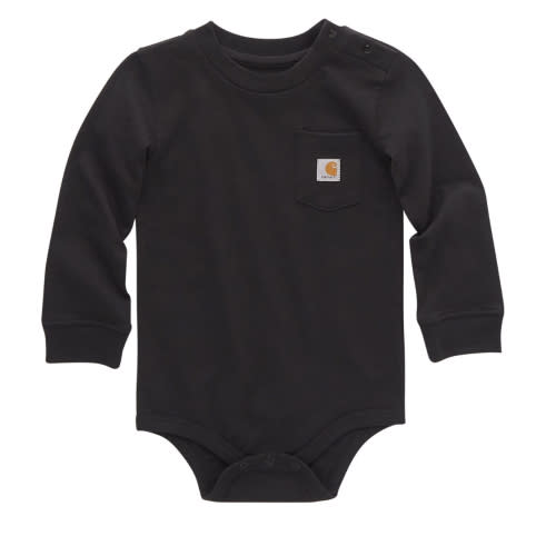Carhartt Infant Boys' Logo Pocket Long Sleeve Black Onesie