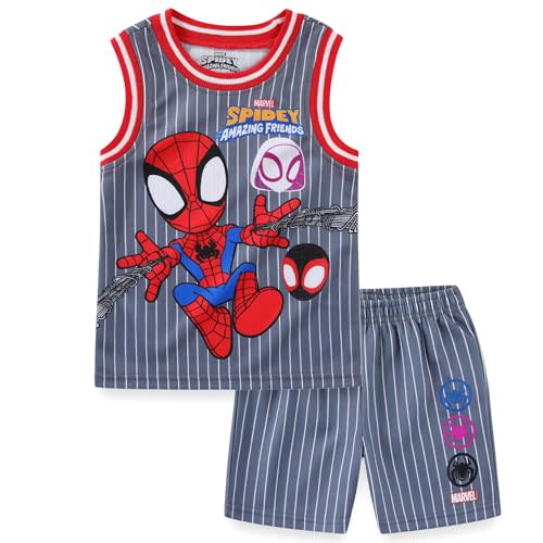 Marvel Spider-Man Miles Morales Avengers Boys Tank Top Shirt and Active Mesh Short Set for Toddlers and Big Kids
