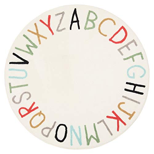 Topotdor Rainbow Round Kids Play Rug Alphabet Nursery Area Rug Extra Large Soft Crawling Play Mat for Children Toddlers Bedroom (63 inch, Multi Color)