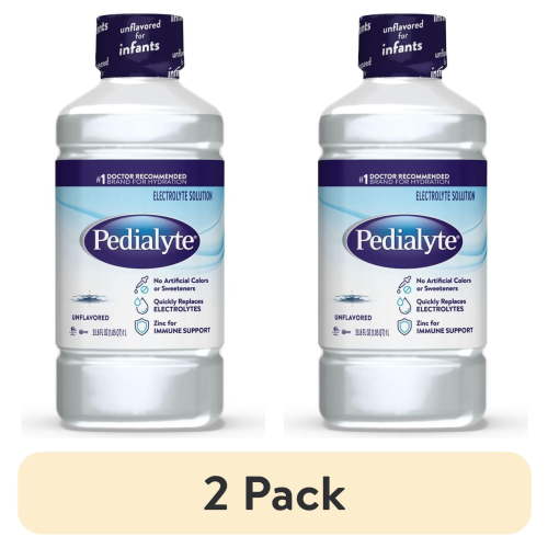 (2 pack) Pedialyte Electrolyte Drink, For Kids & Adults, Unflavored, 1 Liter