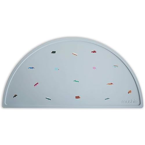 mushie Silicone Placemat for Kids | BPA-Free Non-Slip Design (Retro Cars)
