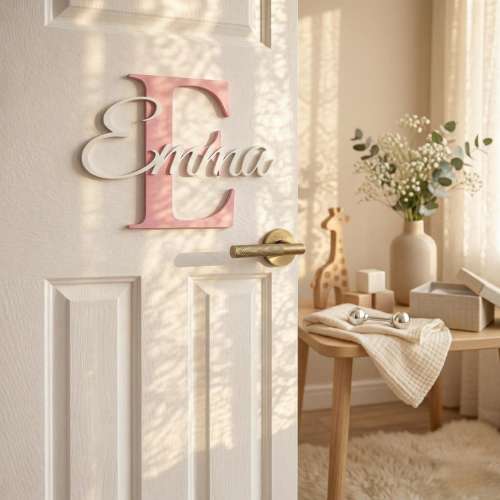 Baby Name Plaque with Initial | Custom Nursery Name Sign | Kids Room Door Sign | Newborn or Baby Shower Gift