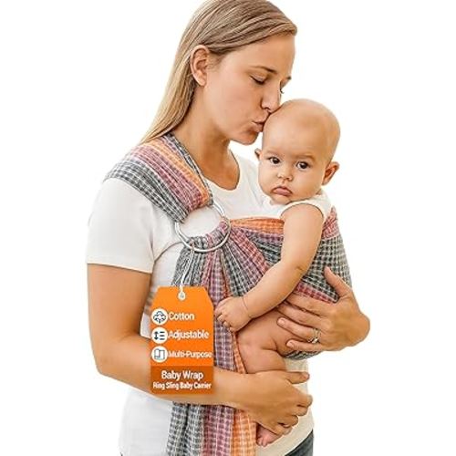 Hip Baby Wrap - Baby Carrier for Infants & Toddlers - Cotton Sling for Nursing, Baby Shower Gifts - Comfortable for Babies 8-35 lbs - Valentine Gifts for Her for Valentines Day - Rainbow Honeycomb
