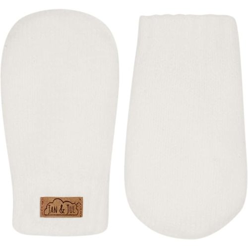 JAN & JUL Thumbless Knit Baby Mittens with Fleece Lining for Girls and Boys (Cream, Size S)