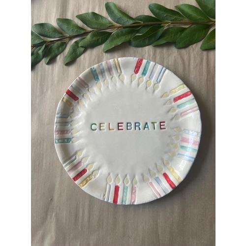 Happy Birthday Celebration Cupcake Plate, Happy Birthday Plate, Cupcake Plate, Celebration Plate, Ceramic Plate