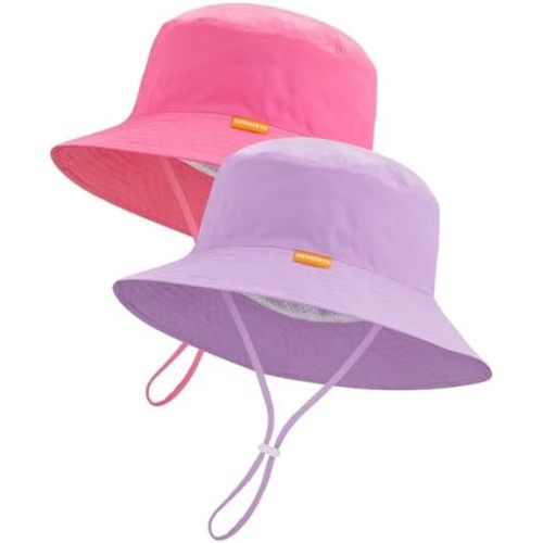 Baby Sun Hat Kids Summer UPF 50+ Toddler Bucket Hat Wide Brim Adjustable Beach Hats for Boys Girls Age 0-6 Years