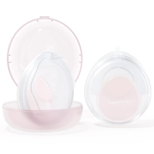 Momcozy Breast Milk Collector, Slim Discreet Waterdrop Silicone Breast Shells for Light Milk Leakage Collection with Storage Case (1oz/30ml, 2PCS)