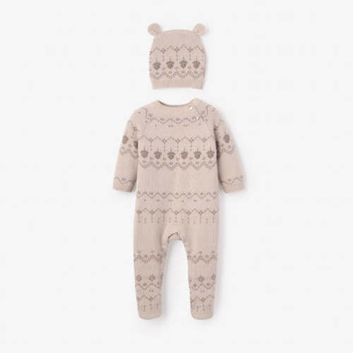 Acorn Fairisle Jumpsuit + Hat Set 2pc – 3-6 Months
