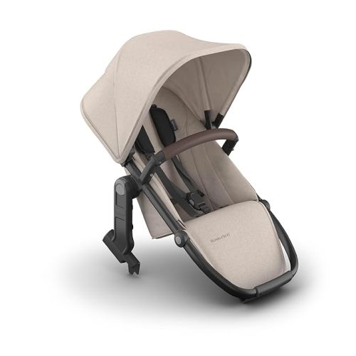 UPPAbaby RumbleSeat V3 Second Lower Seat - Compatible with Vista V2 and Vista V3 - All-Weather Seat + Magnetic Buckle – Adapters Included - Declan (Oat Mélange/Silver Frame/Chestnut Leather)
