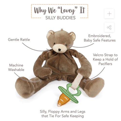 Cubby the Bear Silly Buddy Pacifier Holder