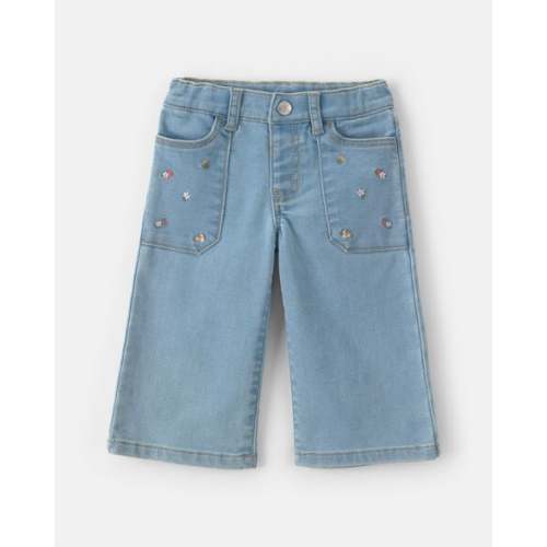 Baby Girl Floral Embroidered Wide-Leg Jeans - Light Wash - OshKosh B'gosh | Carter's