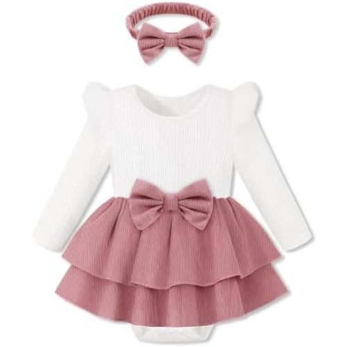 Baby Girl Romper Dress Long Sleeve Skirt Set Fall Winter Outfit