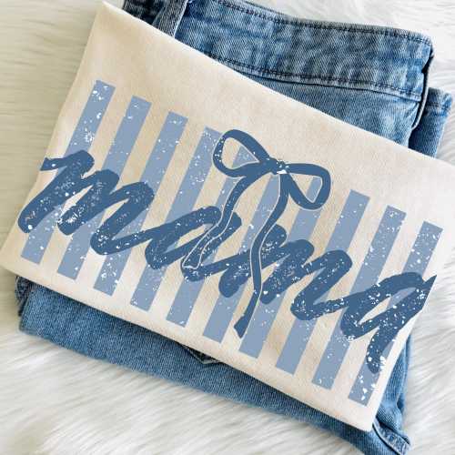 Comfort Colors® Mama Bow Shirt, Striped Mama Tee, Coquette Mom Shirt, Mothers Day Gift