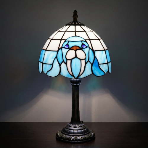 Halloween Lamp Walrus Stained Glass Table Lamp Small Cute Walrus Lamp Led Bedside Lamp Kids Decor Reading Tiffany style Lamp Farmhouse French Cottage Victorian Nursery Nightstand Art Decor