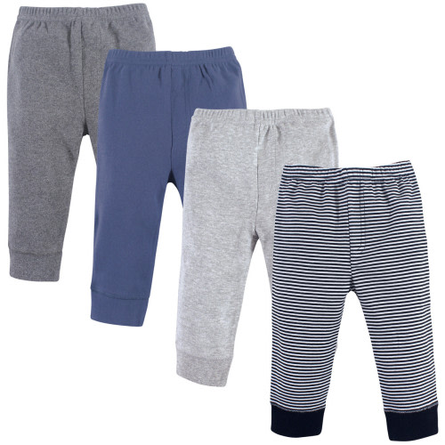 Luvable Friends Cotton Pants, Black Stripe 4-Pack