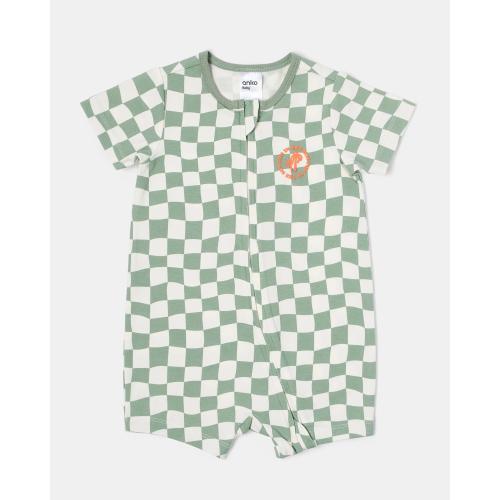 Cotton Short Sleeve Zip Romper - Kmart