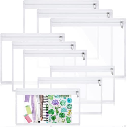 Chengu 9 Pack Clear Zipper Pouches Waterproof PVC Organizer, White Side