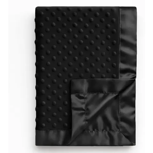 Pro Goleem Baby Soft Minky Dot Blanket with Satin Backing Baby Gifts for Boys and Girls (Black, 30’’ x 40’’)