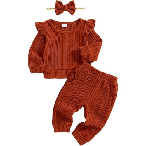 Mioglrie Toddler Baby Girl Clothes Fall Winter Sweatsuit Newborn Sweatshirt Sweat Pant Sets Outfits Infant Girls Clothing