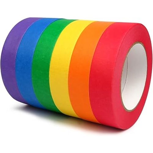 Colored Masking Tape, 1 in x 55 yd, 6 Rolls