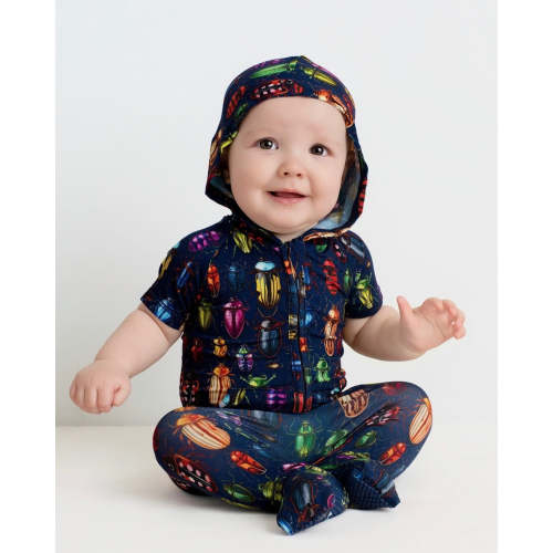 Front Opening Ready Set Romper® hooded ZIP-IT! in Beetle-Mania!