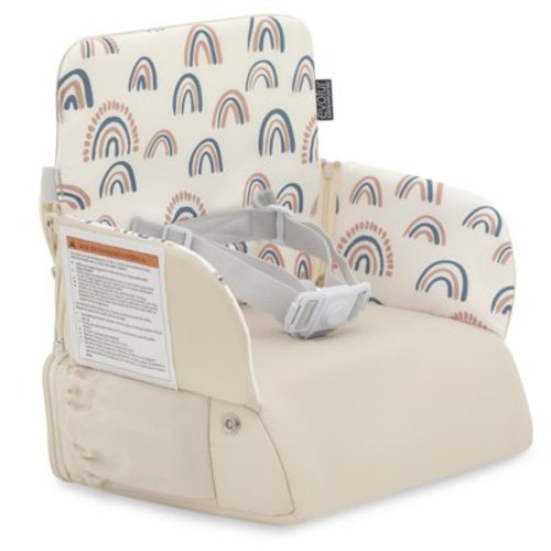 Evolur Snug Packsack 2-in-1 Portable Booster Seat and Travel Bag, Rainbow Gray