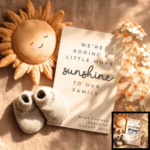 New Baby Announcement Template, Digital Pregnancy Reveal Idea, Little Sunshine Baby News, Boho Summer Pregnancy Surprise Instagram Post