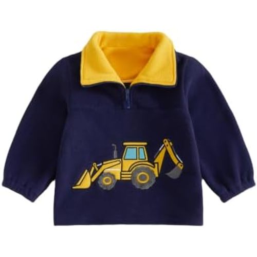 Toddler Baby Boy Fleece Jacket Excavator Long Sleeve Coat Winter Outerwear