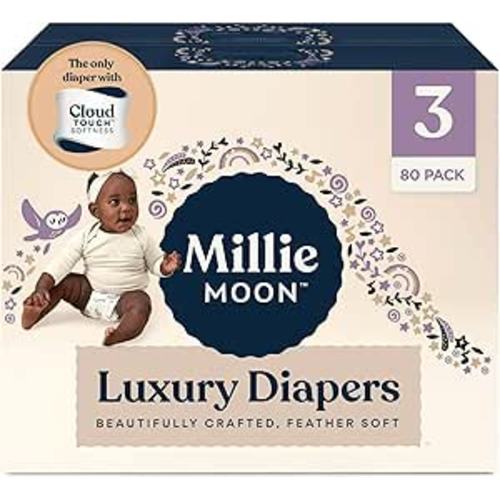 Luxury Diapers – Ultra Soft Cloud Touch Disposable Diapers with 12 Hour Absorbency & Wetness Indicator (3-80ct)